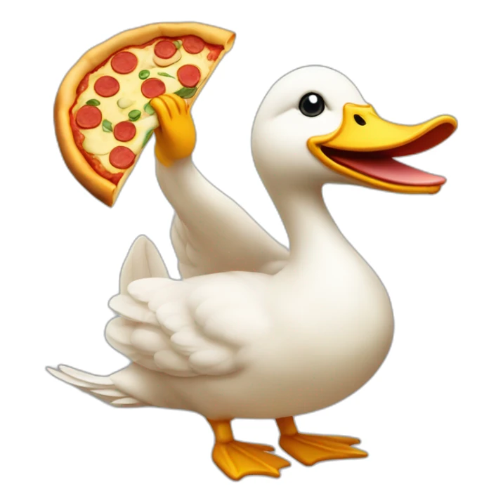 canard qui mange une pizza sticker