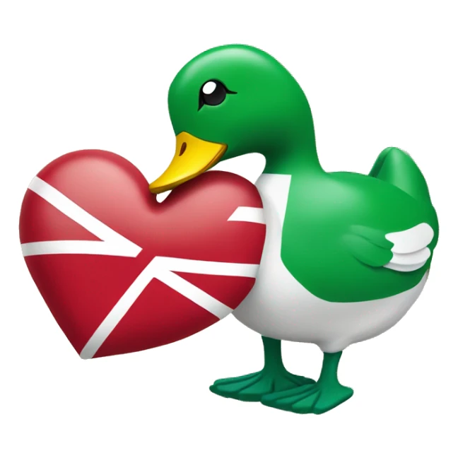 Denmark Flag with red Heart and Green duck sticker