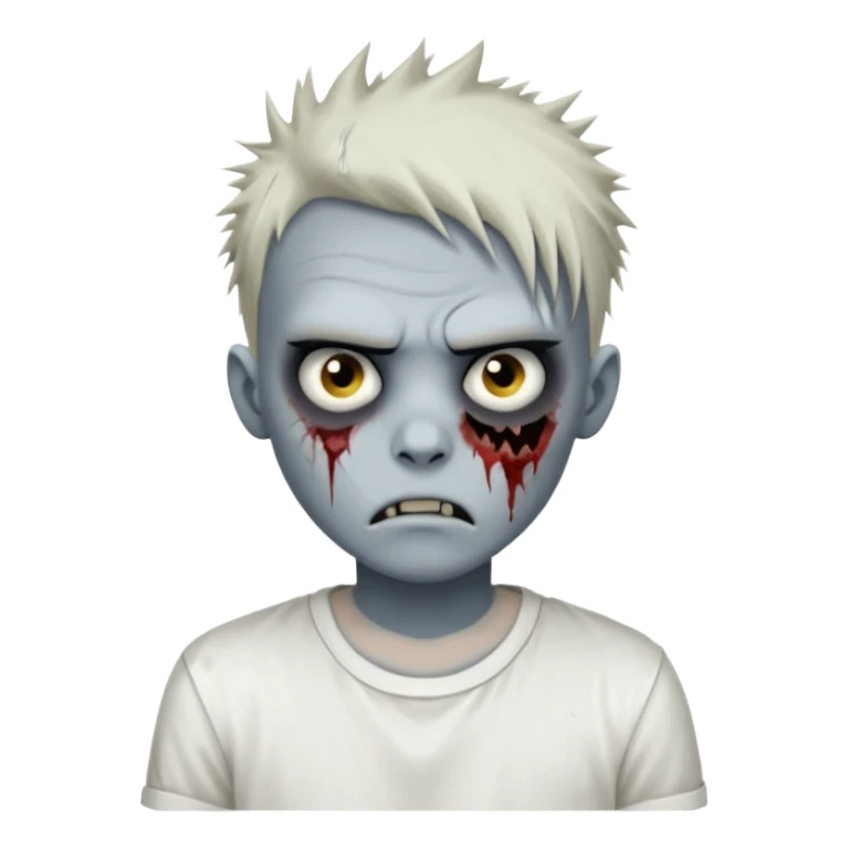 zombie boy with spiky emo hair and white shirt emoji to use or share on Discord and Slack. sticker