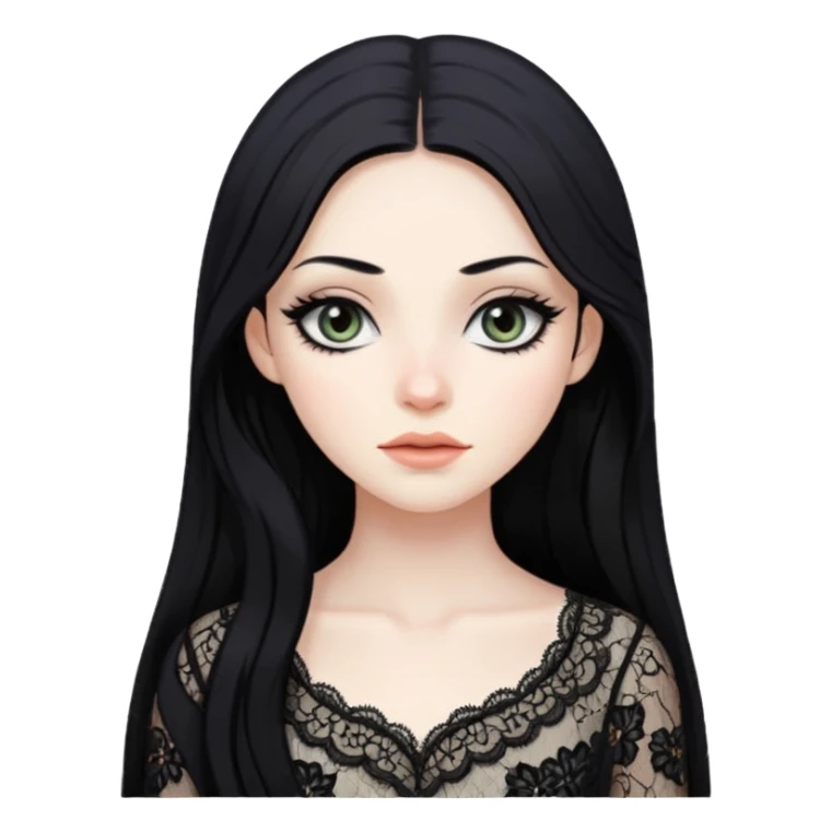 pretty long hair gothic baddie with eyeliner lace clothes sticker