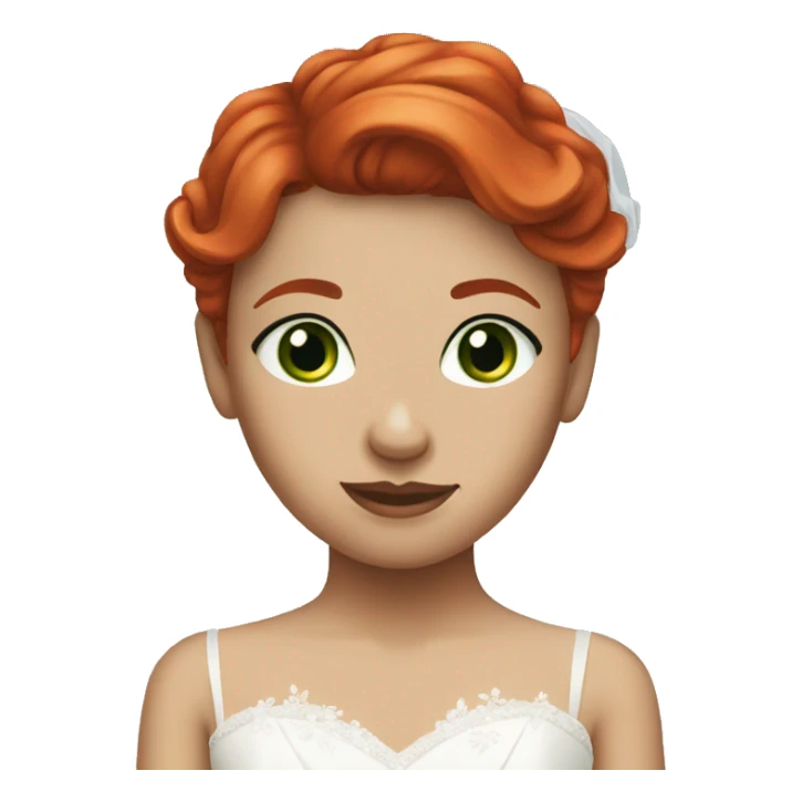 red short hair girl green eyes wedding dress sticker