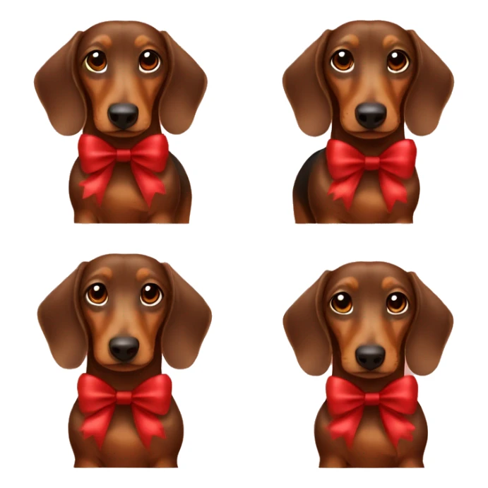 Brown Daschund with red Christmas bow sticker