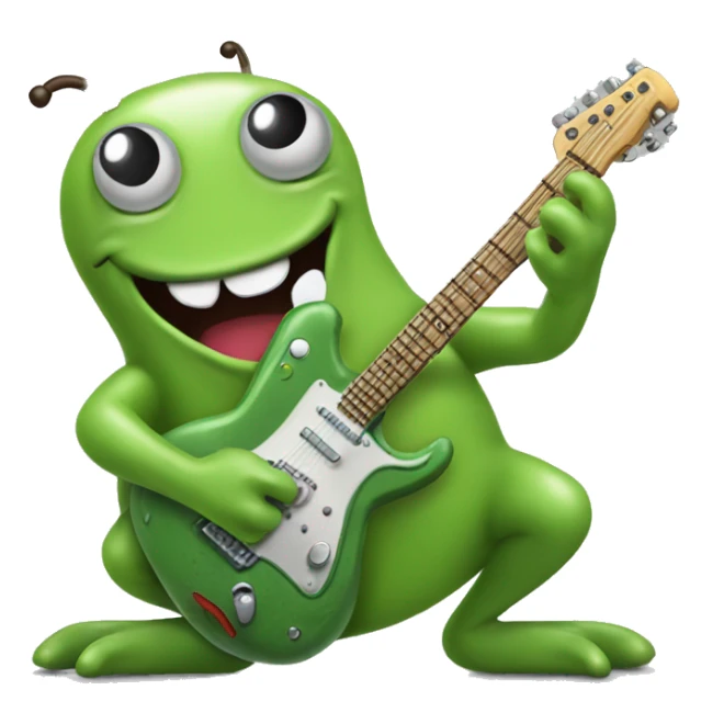 Happy slimy slug playing electric guitar sticker