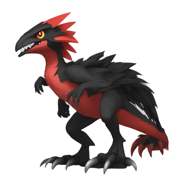  Cool Edgy Black Red Digimon-Fakemon-Raptor-Reptile full body sticker