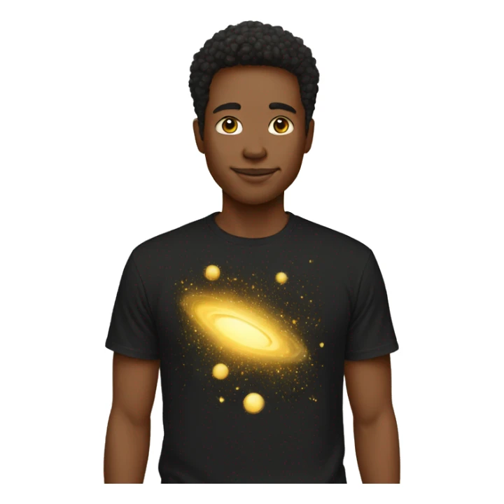 Person wearing t shirt filled with golden galaxies sticker