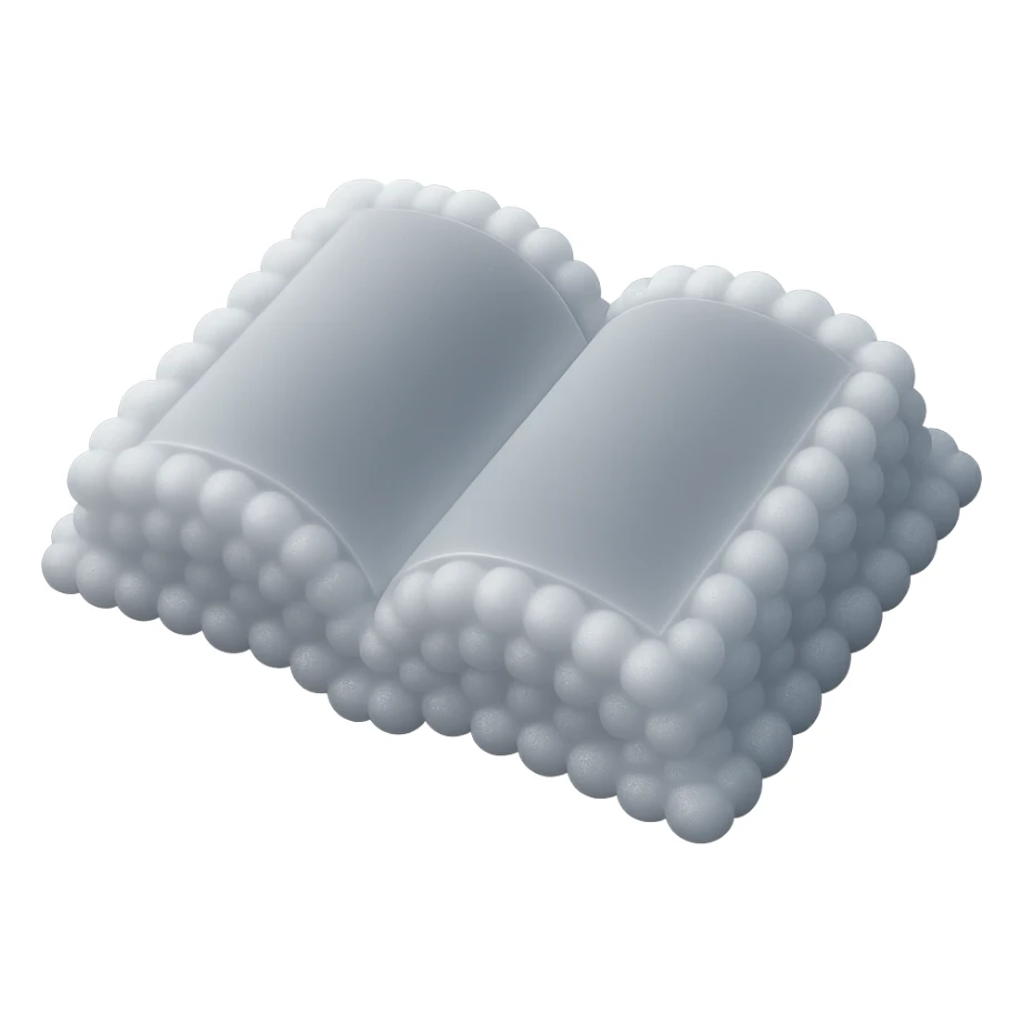 thick open book made entirely of small, very bright white fluffy convex clouds, matte glass style sticker