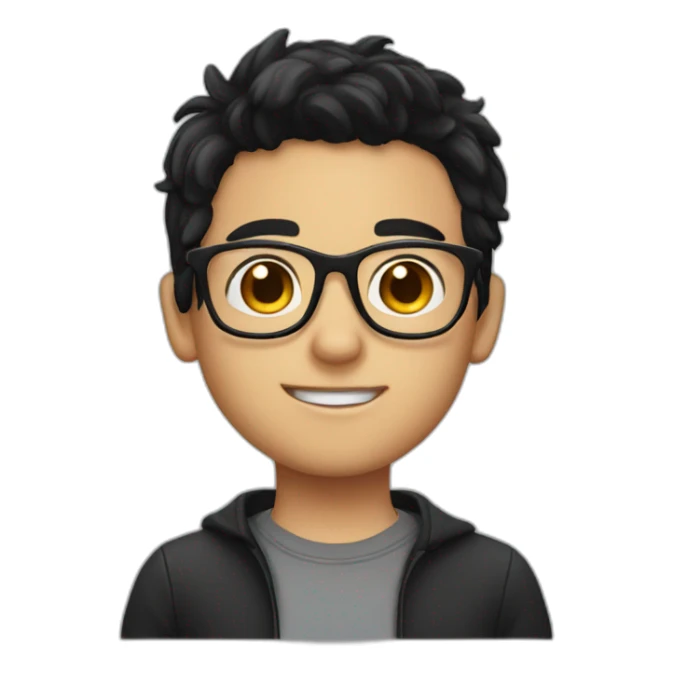 cute boy with black hair and glasses sticker