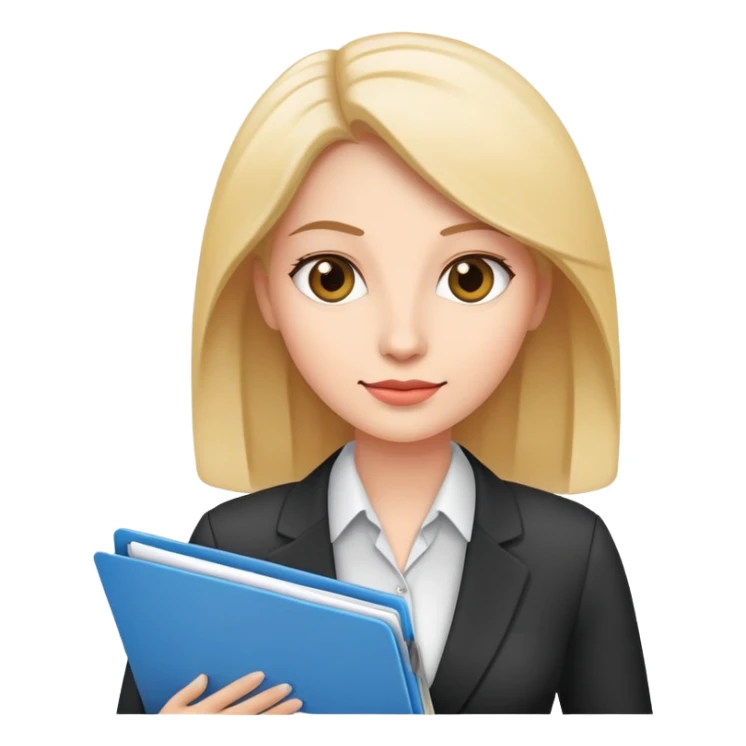 business woman with file folder and documents sticker