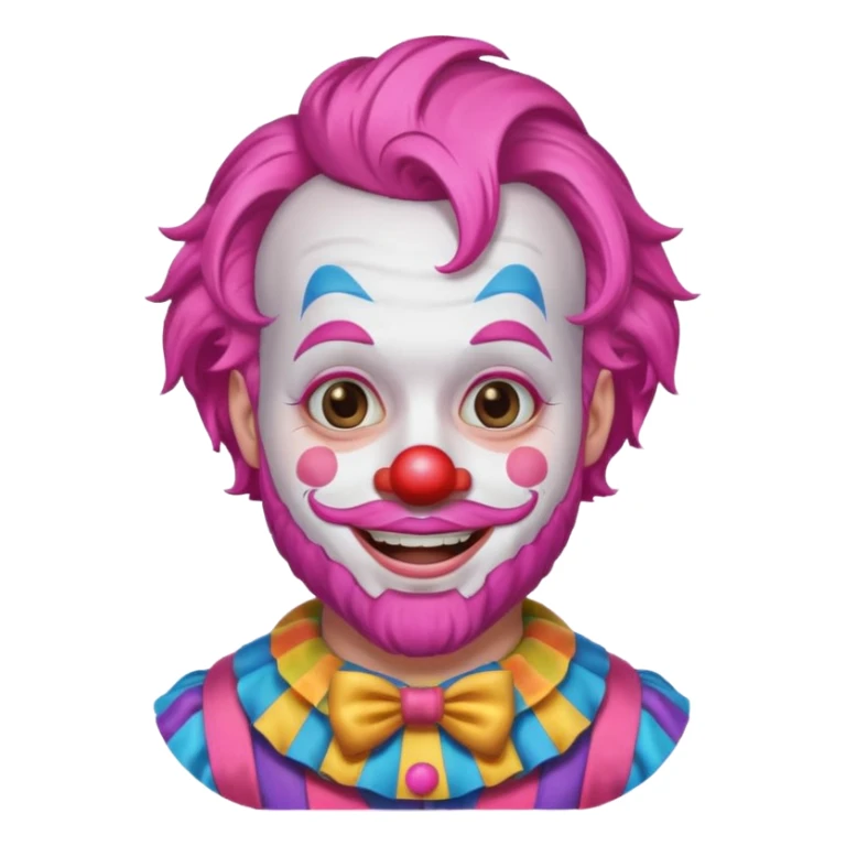 clown with beard, clown outfit, pink hair sticker