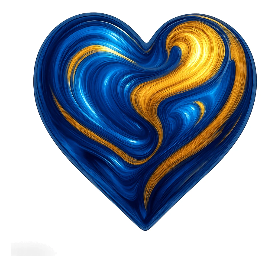 heart with a swirling sapphire blue and gold effect sticker