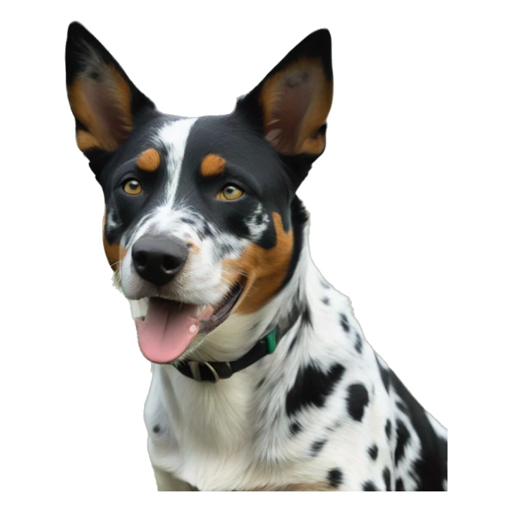 Black and white spotted Australian cattle dog on a farm sticker
