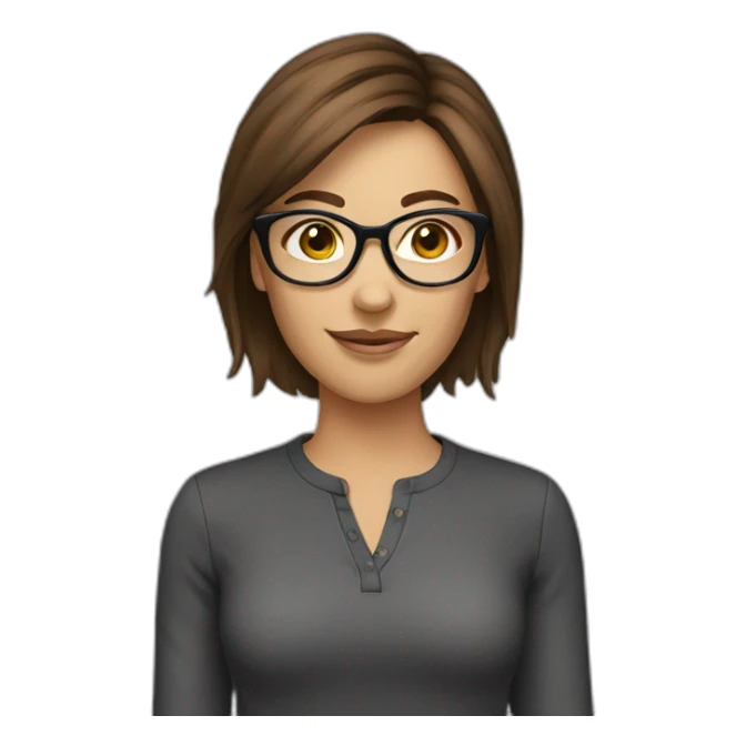 female brown hair glasses sticker