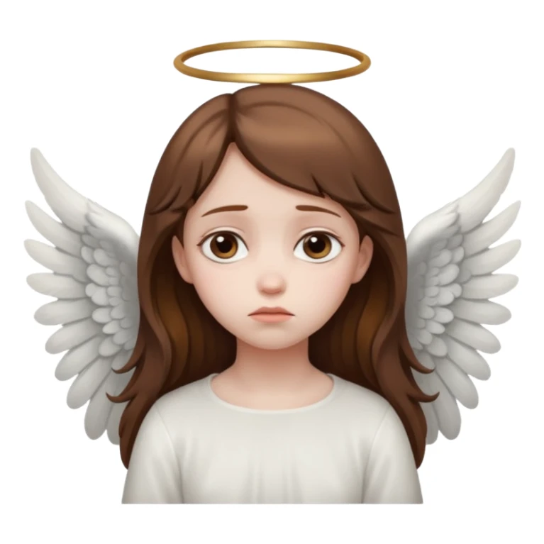 brown hair girl angel, sad sticker