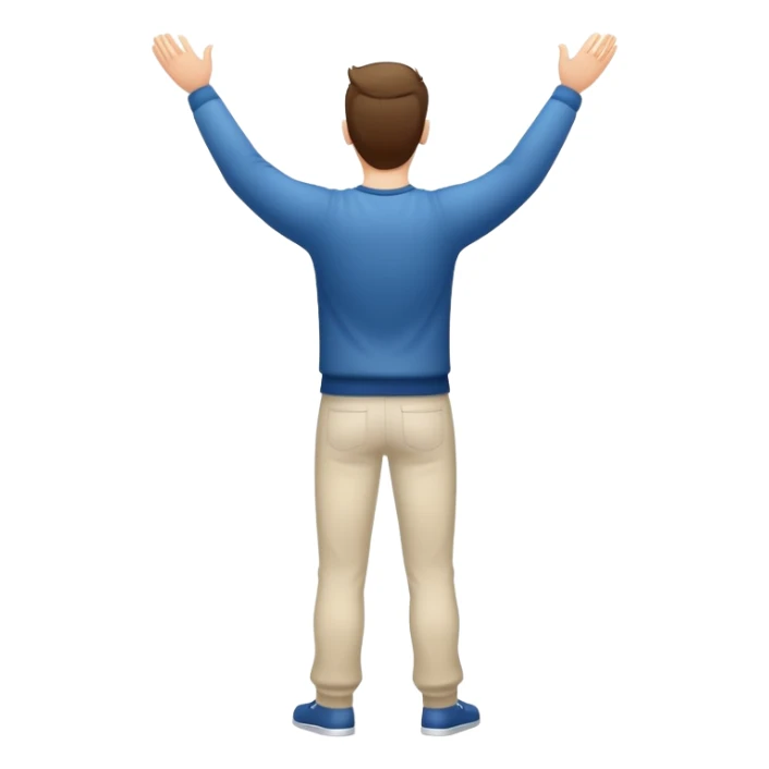 full body guy turned  around to his backside with his hands up sticker