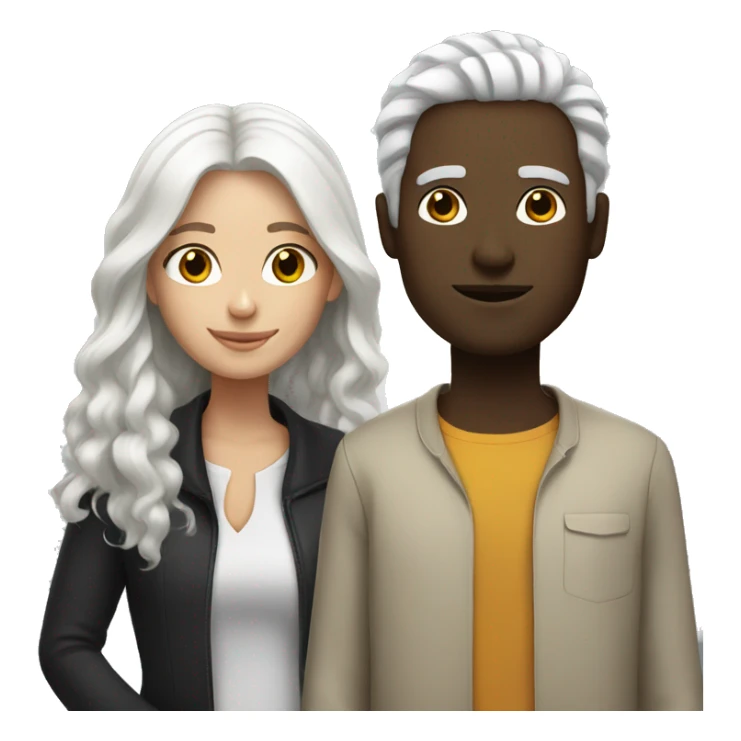 White guy, with black girl with white hair sticker