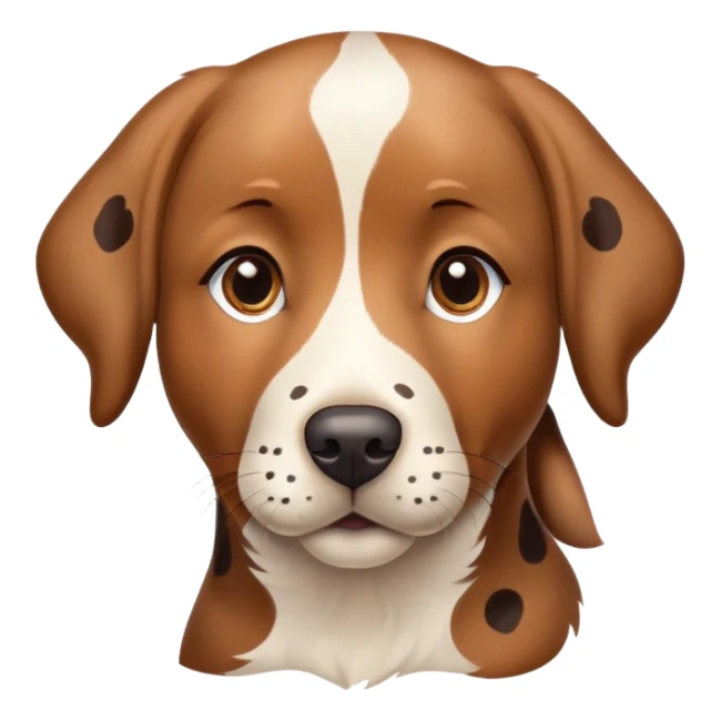 photorealistic brown Labrador retriever with spotted calico pattern, detailed fur texture, lifelike eyes sticker