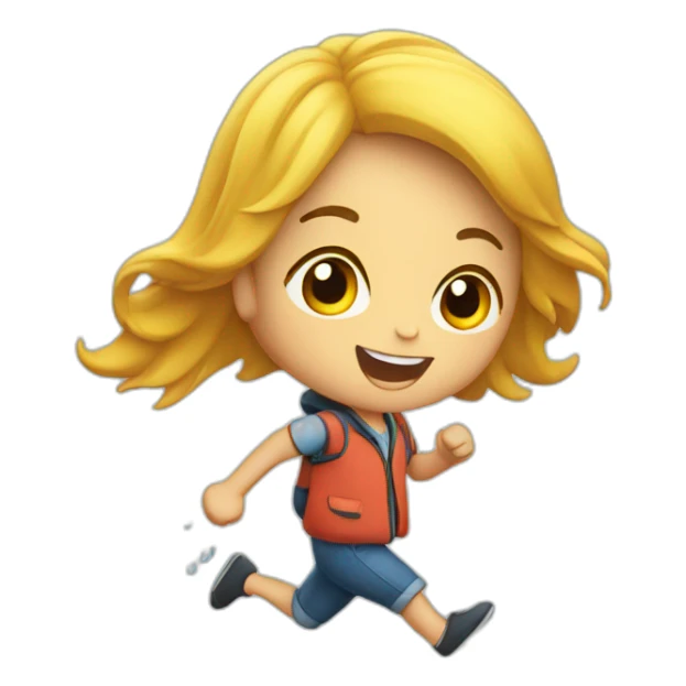 Small childen AT school running on rain sticker