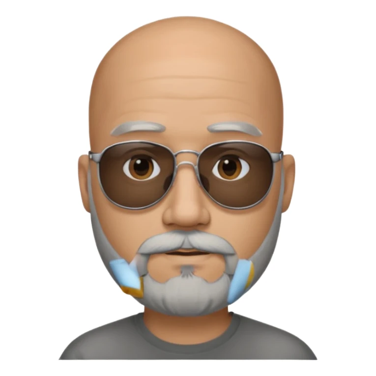 Bald male, black sunglasses, gray goatee beard, realistic portrait sticker