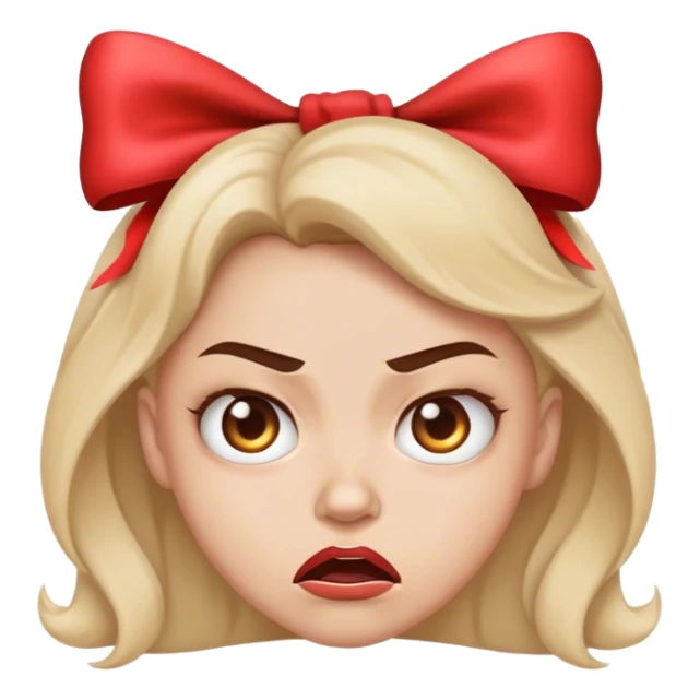 ￼mad face with a little bow ￼ sticker