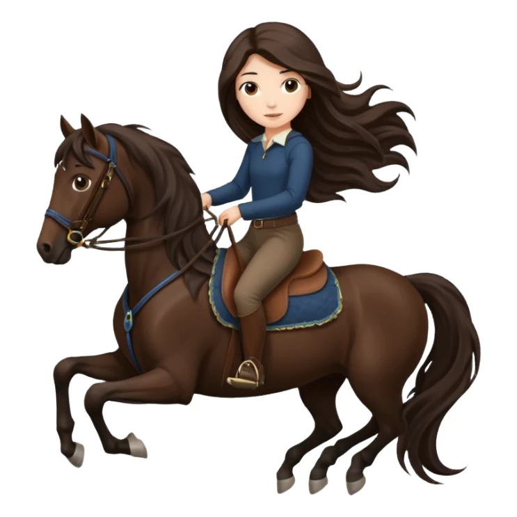 Girl on a dark brown horse sticker