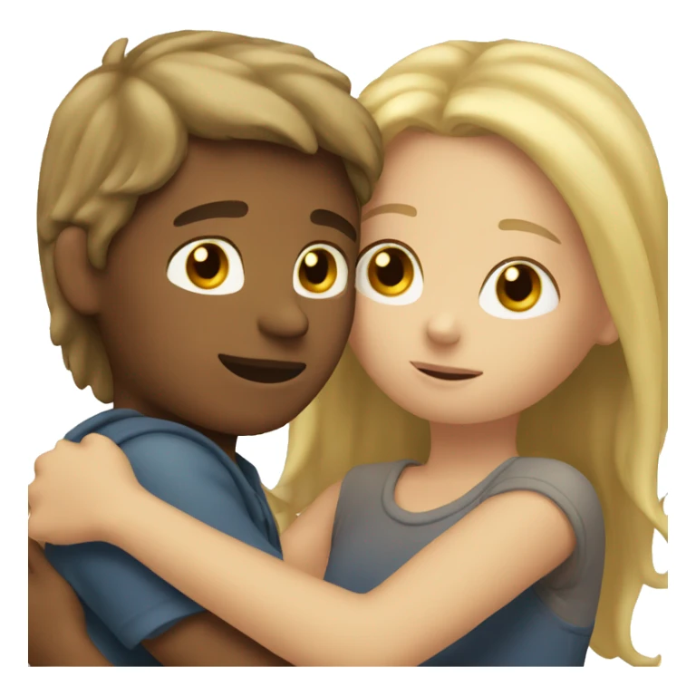 Blonde boy hugging brown haired girl sticker