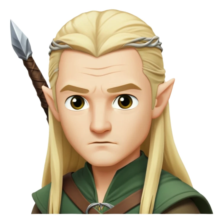 Legolas with serious expression, long blond hair sticker