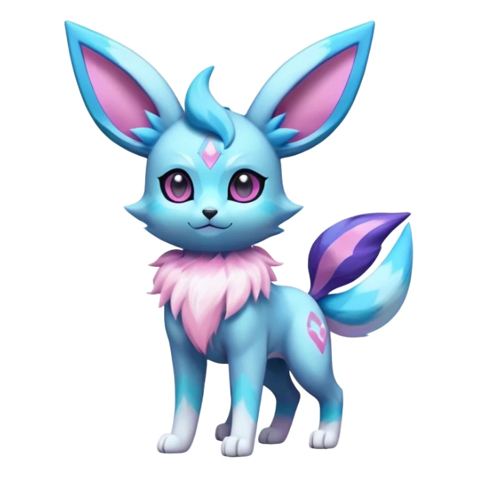 Futuristic Fluffy Celestial Glaceon-Espeon-Sylveon-Umbreon-hybrid, full bod sticker