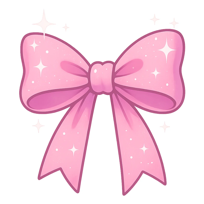 kpop pink ribbon bow with sparkles, cute and trendy sticker