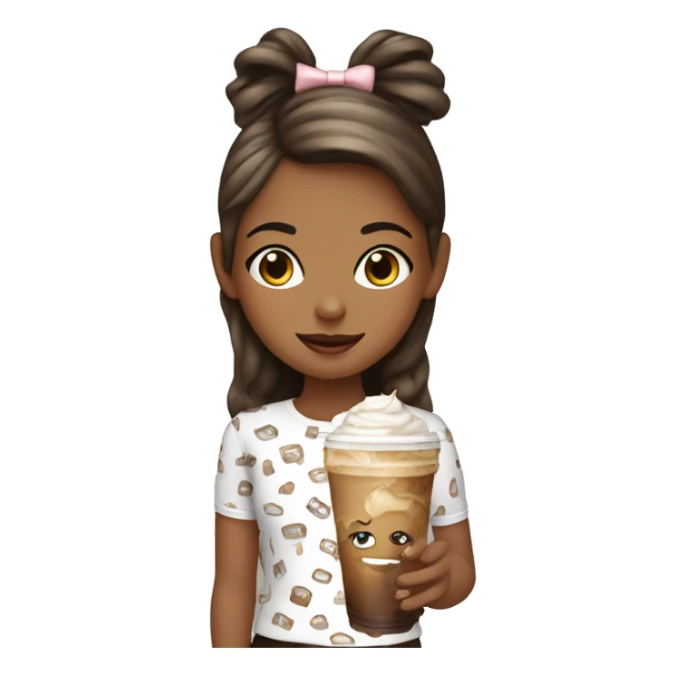 Girl with iced coffee wearing bow print top sticker