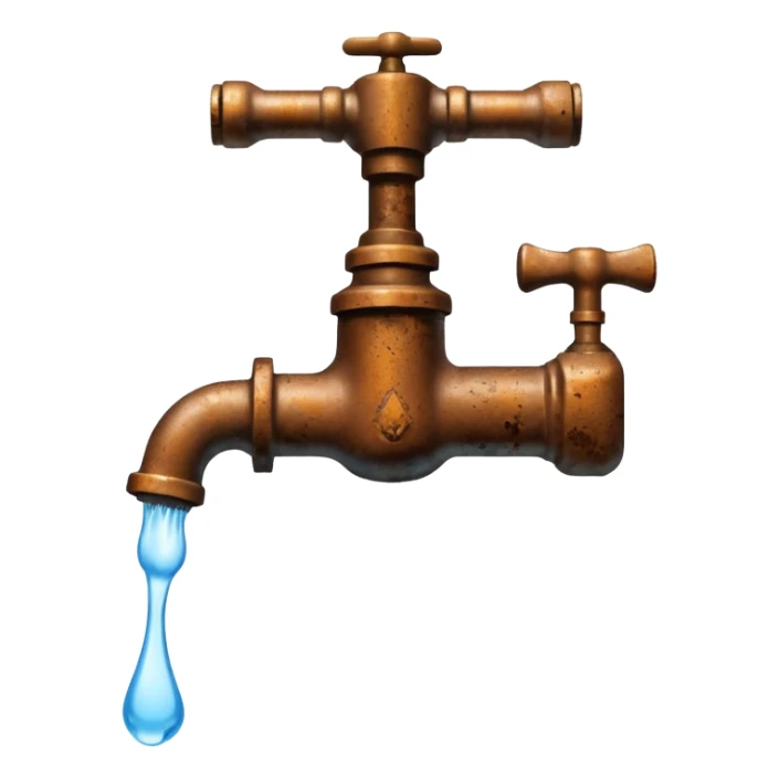 
water pouring from an OLD tap, 1980 sticker