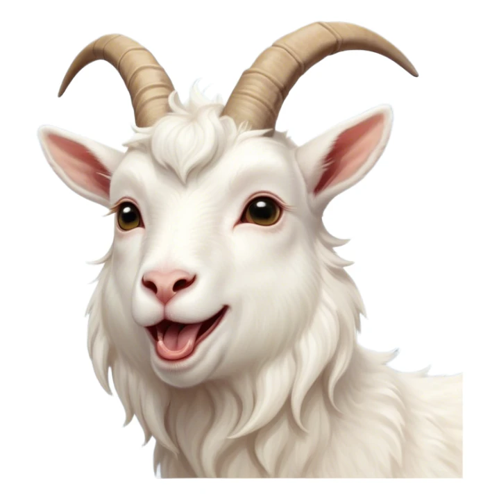 Cinematic Cute Yawning White Goat Portrait Emoji, Head tilted slightly with a dramatic, wide-open yawn, showcasing a soft, downy white fur with delicate horns and gently drooping ears, round eyes barely open in drowsy contentment, Simplified yet irresistibly adorable features, highly detailed, glowing with a soft, cozy glow, high shine, relaxed yet expressive, stylized with a touch of whimsy, bright and endearing, soft glowing outline, capturing the essence of a sleepy yet affectionate goat, so drowsy it feels like it could stretch out of the screen and curl up for a nap! sticker