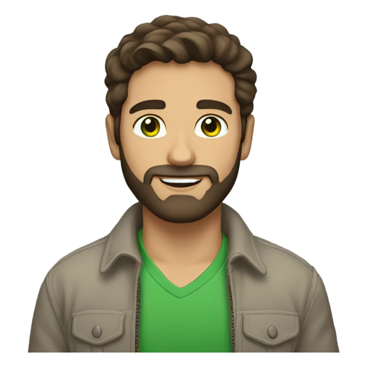 handsome brunette man with beard and green eyes light skin sticker