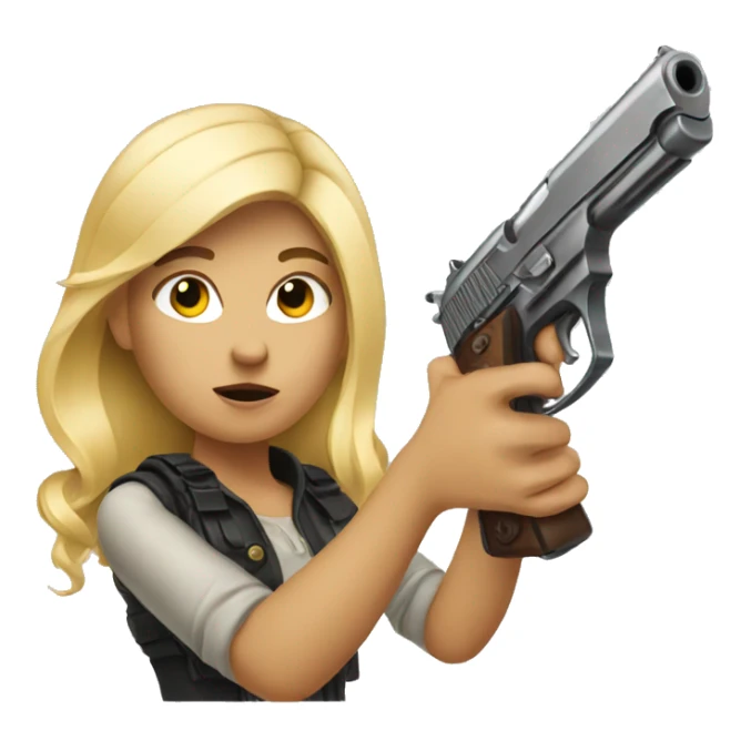 Blonde girl with a pistol sticker