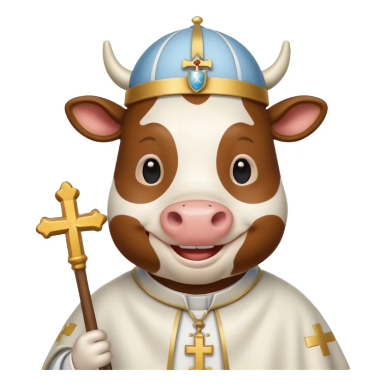 cow with a pope catholic outfit sticker