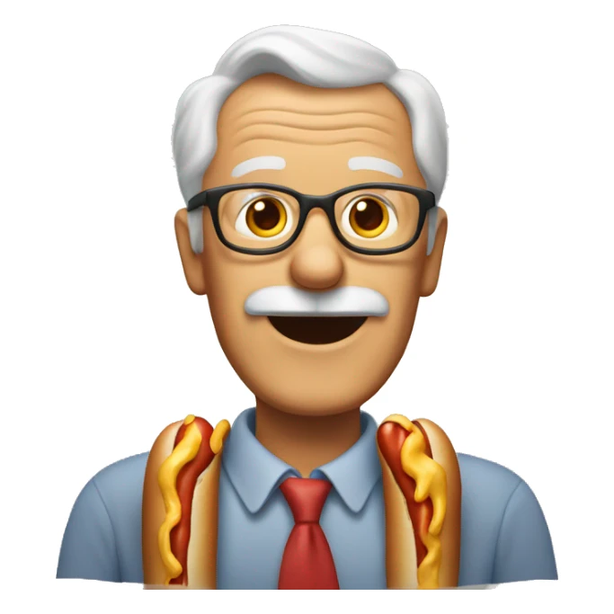 Grandpa with a hotdog sticker