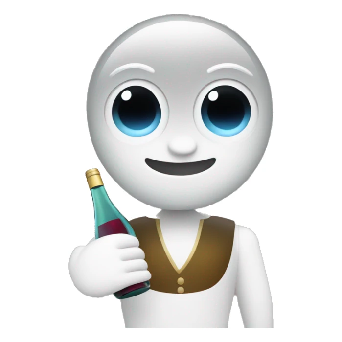 cute chatbot holding a bottle of wine sticker