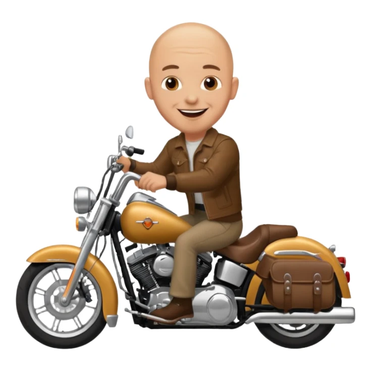 Bald man on Harley motorcycle happy birthday  sticker