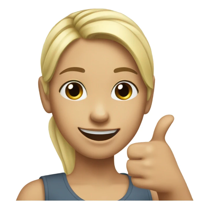 a girl with blonde ponytail thumbs up   sticker