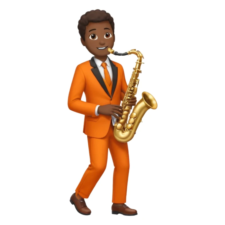 black man playing saxophone in orange suit full body sticker