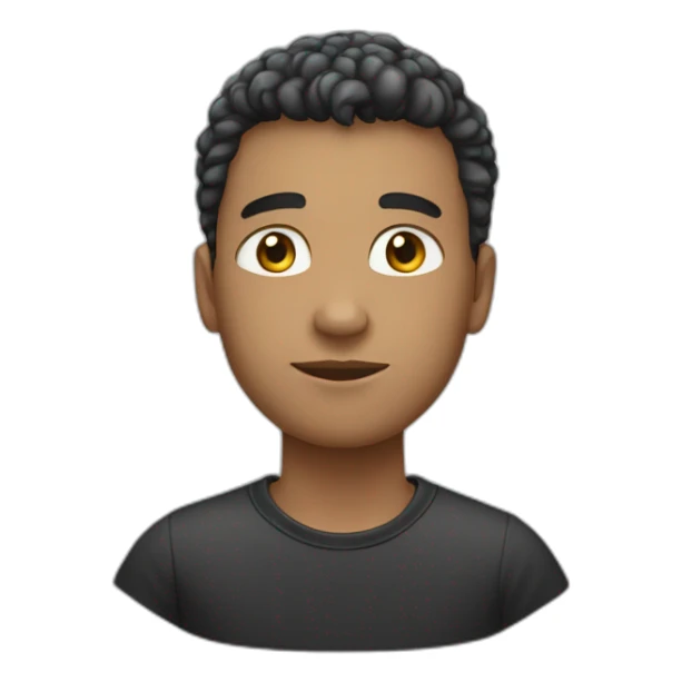 joven con pelo negro y remera blanca sticker