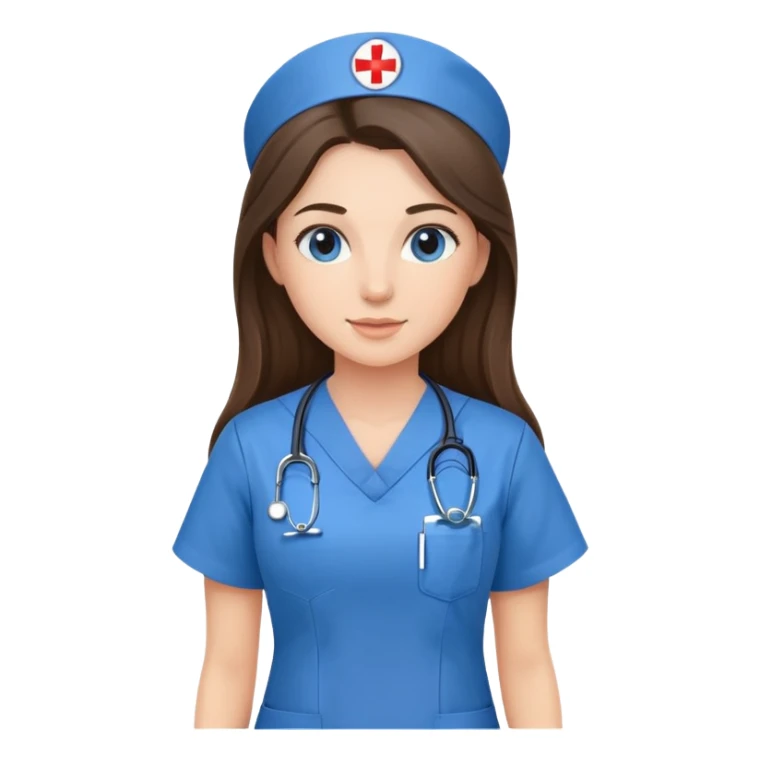 pretty brunette nurse with long hair blue sticker