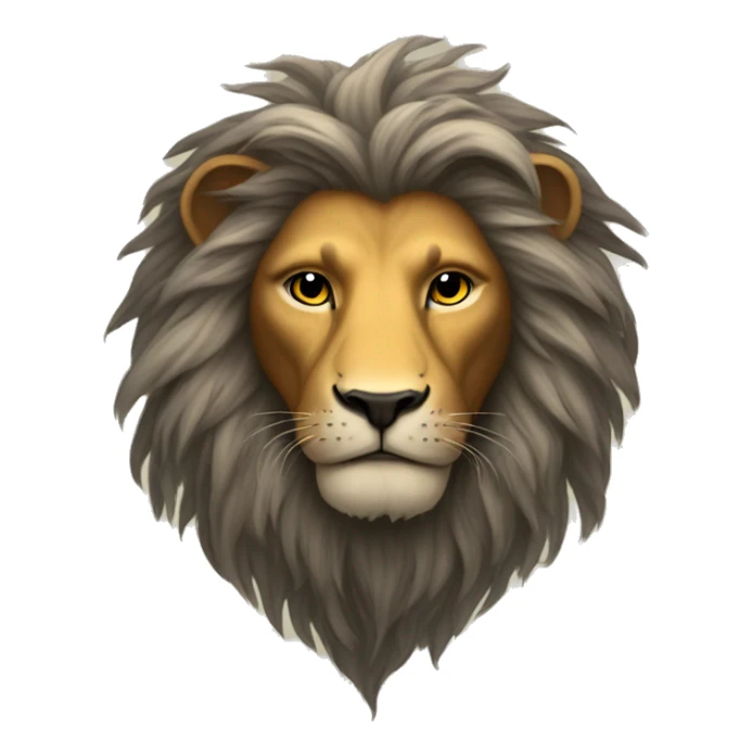 mystical lion's head with hair like a sun sticker