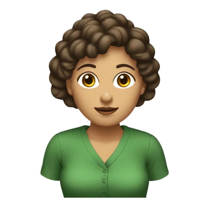 mujer morena, pelo marón ropa verde mostrar solo hasta el pecho sticker