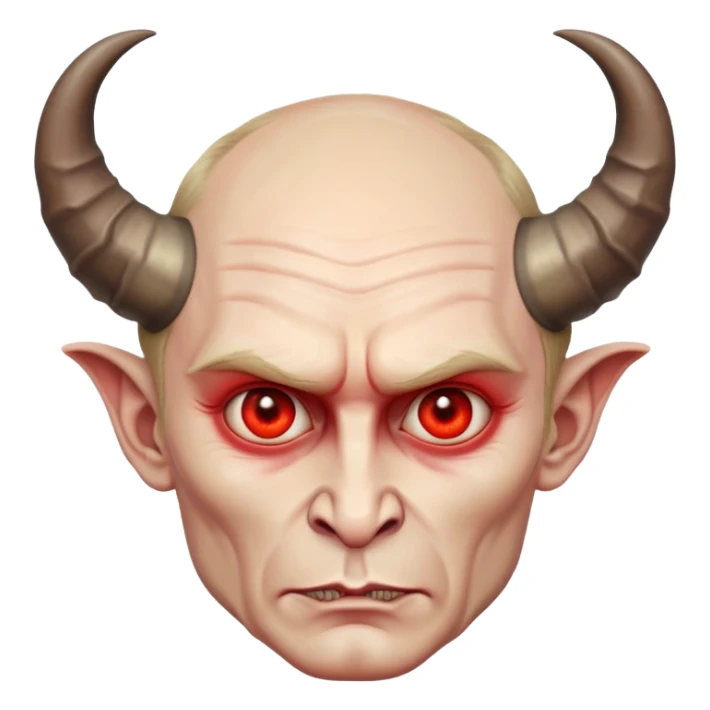 realistic devil Putin with textured skin, expressive eyes, and elaborate horns sticker