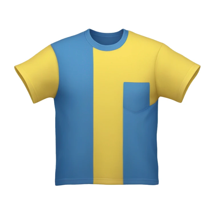 mens t-shirt upper half yellow and bottom half blue  sticker