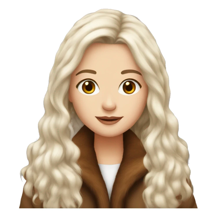 Beautiful white girl long brown hair fur-coat sticker