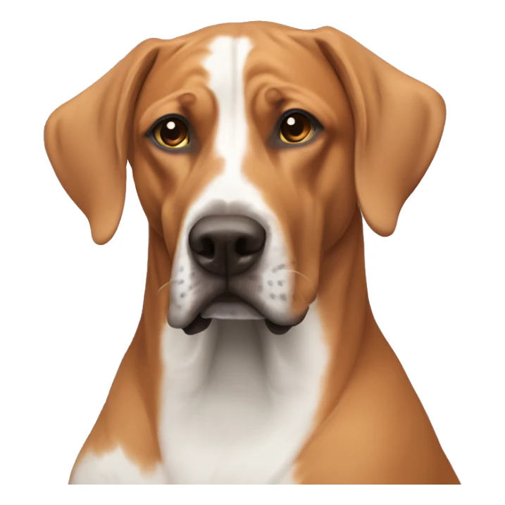white male with long rainbow colored hair alongside a brown rhodesian ridgeback sticker