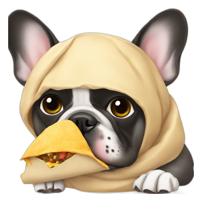 a french bulldog eating a burrito sticker