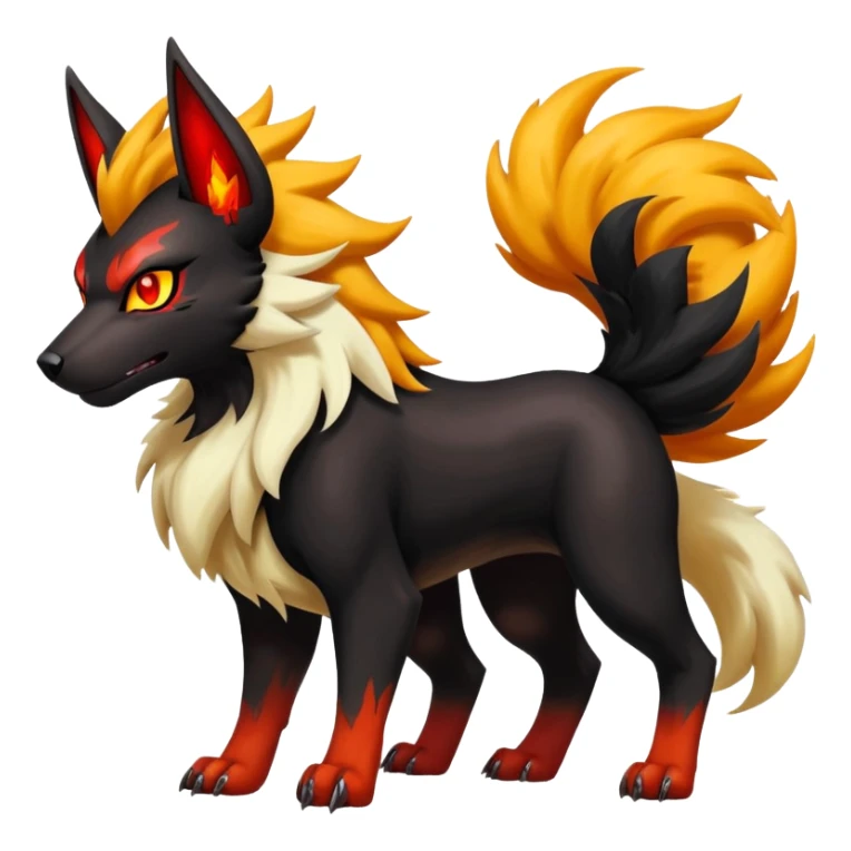 Shiny Exotic Gothic Houndoom-Arcanine-Pokémon-Fakémon-hybrid-creature sticker