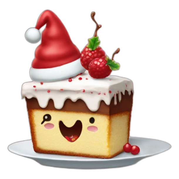 Tiktok with a christamas hat eating cake sticker